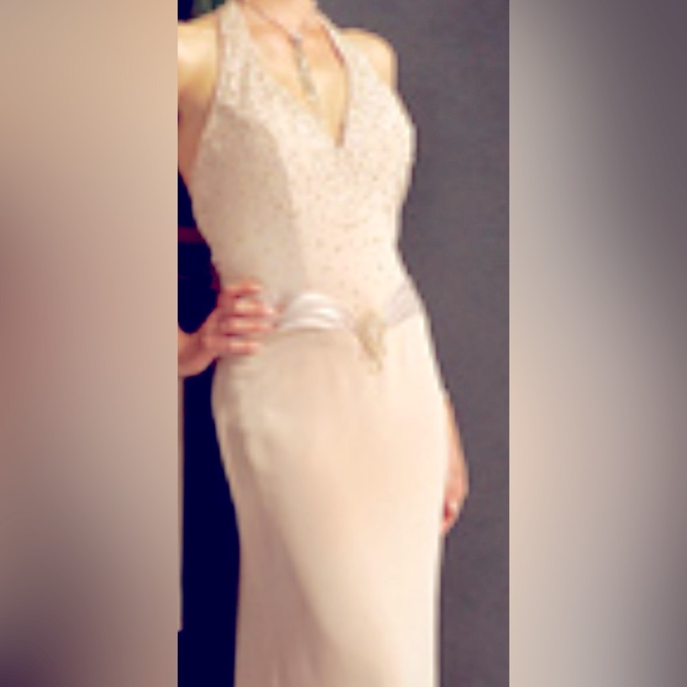 Jovani Gold Halter Gown Sleeveless Backless